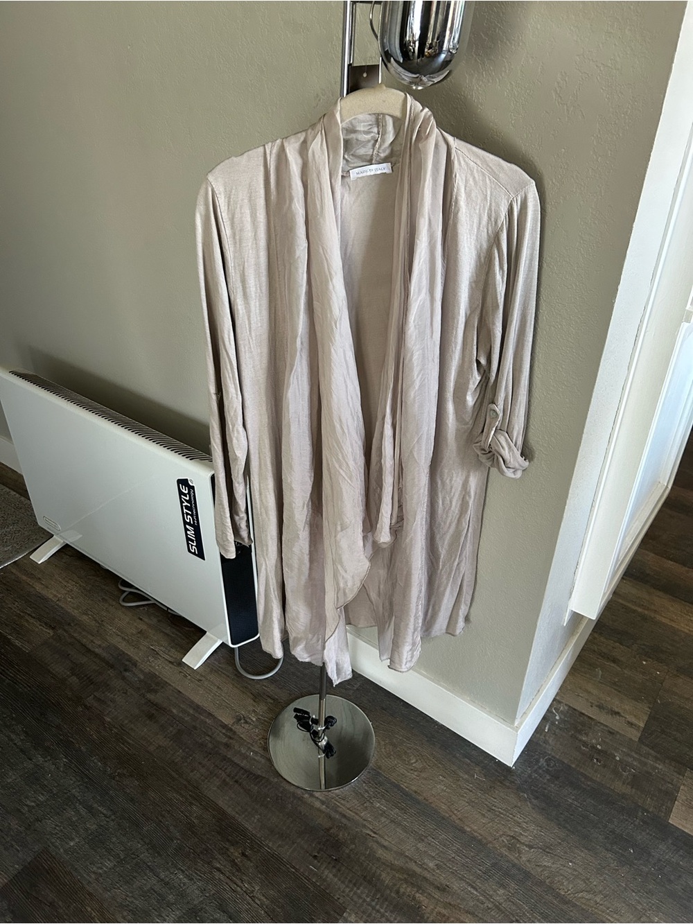 Light Beige Women's Draped Open Front Cardigan